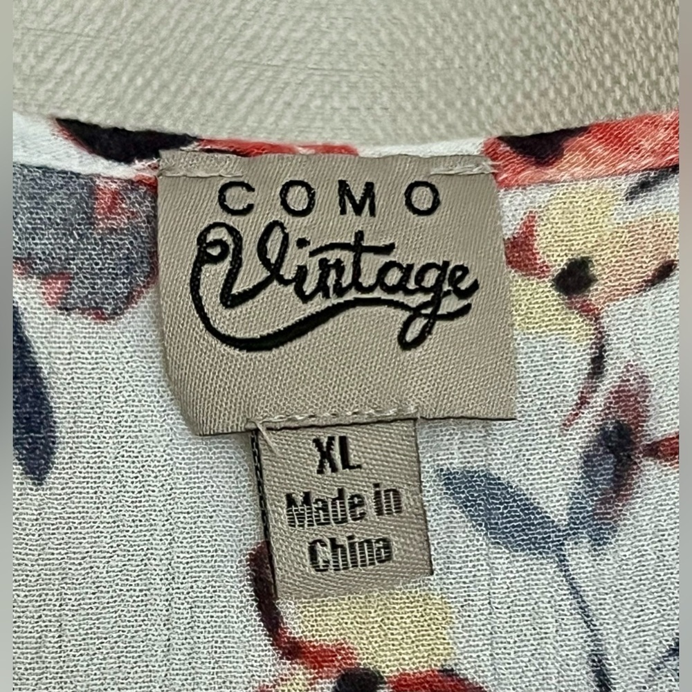 Como Vintage Floral & Polka Dot Boho Blouse Women’s XL - Picture 2 of 6